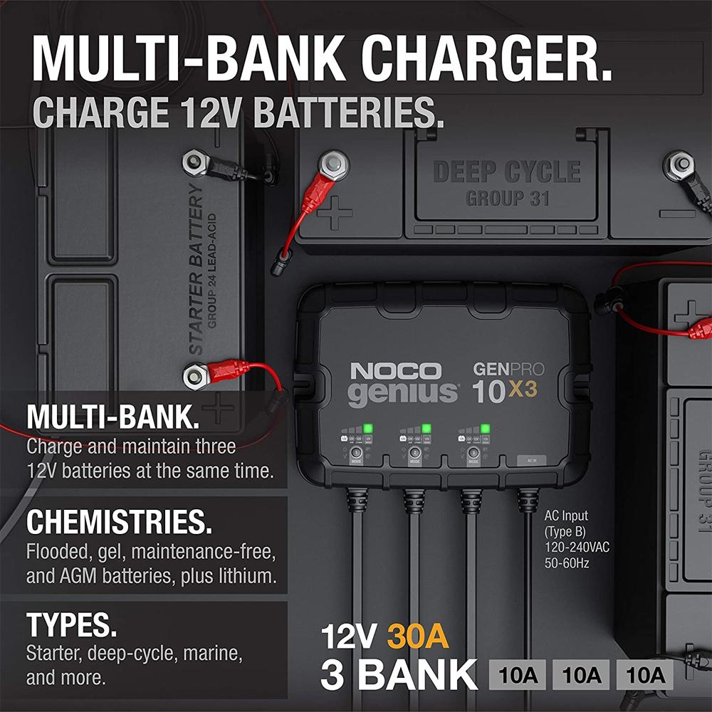 NOCO Genius GEN5X3 3-Bank 10-Amp Marine Battery Charger
