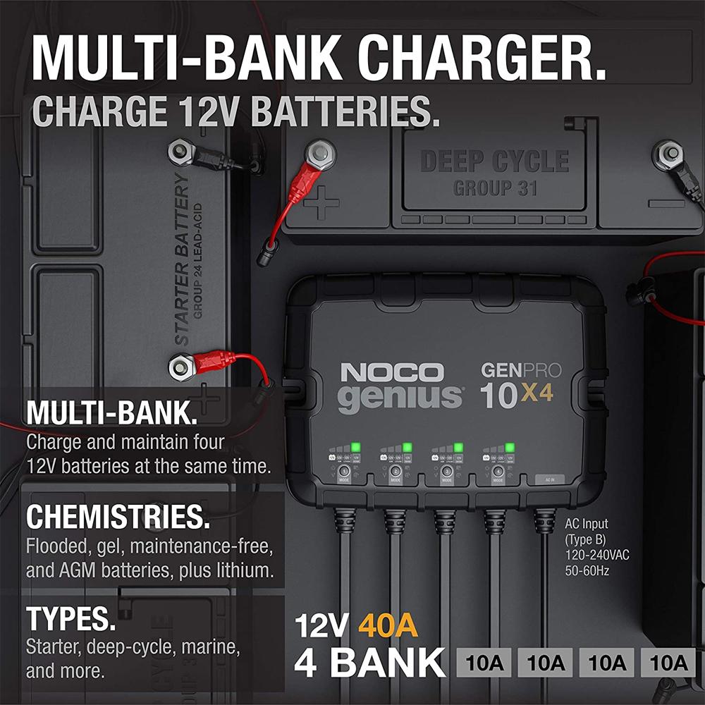 NOCO GENPRO10X4 4-Bank 40A Onboard Battery Charger & Maintainer