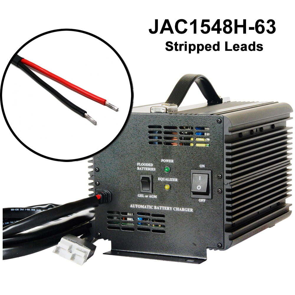 JAC1548H - Schauer 48V, 15A Fully Automatic Electronic Golf Cart Charger/Maintainer - Auto-Sensing 120/240VAC - Includes Choice of Golf Cart Plug or Other DC Connector