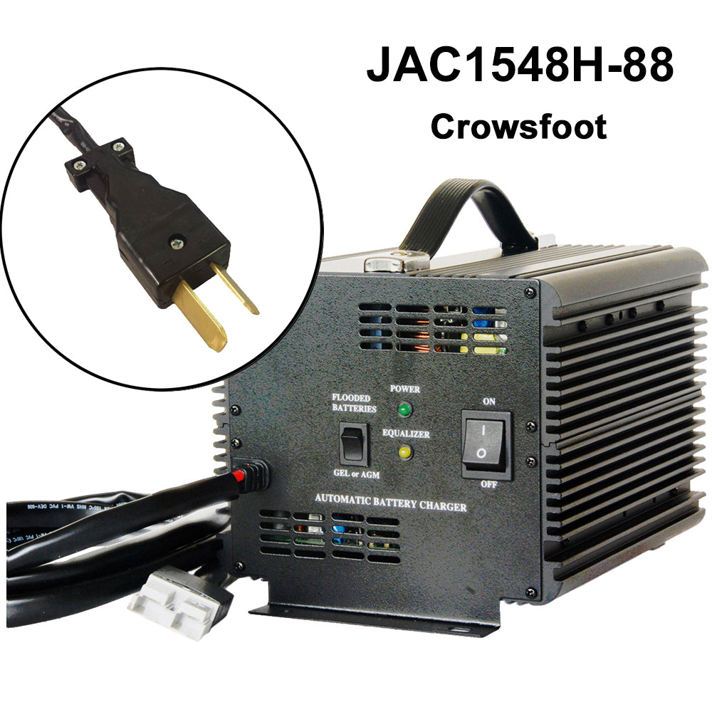 JAC1548H - Schauer 48V, 15A Fully Automatic Electronic Golf Cart Charger/Maintainer - Auto-Sensing 120/240VAC - Includes Choice of Golf Cart Plug or Other DC Connector