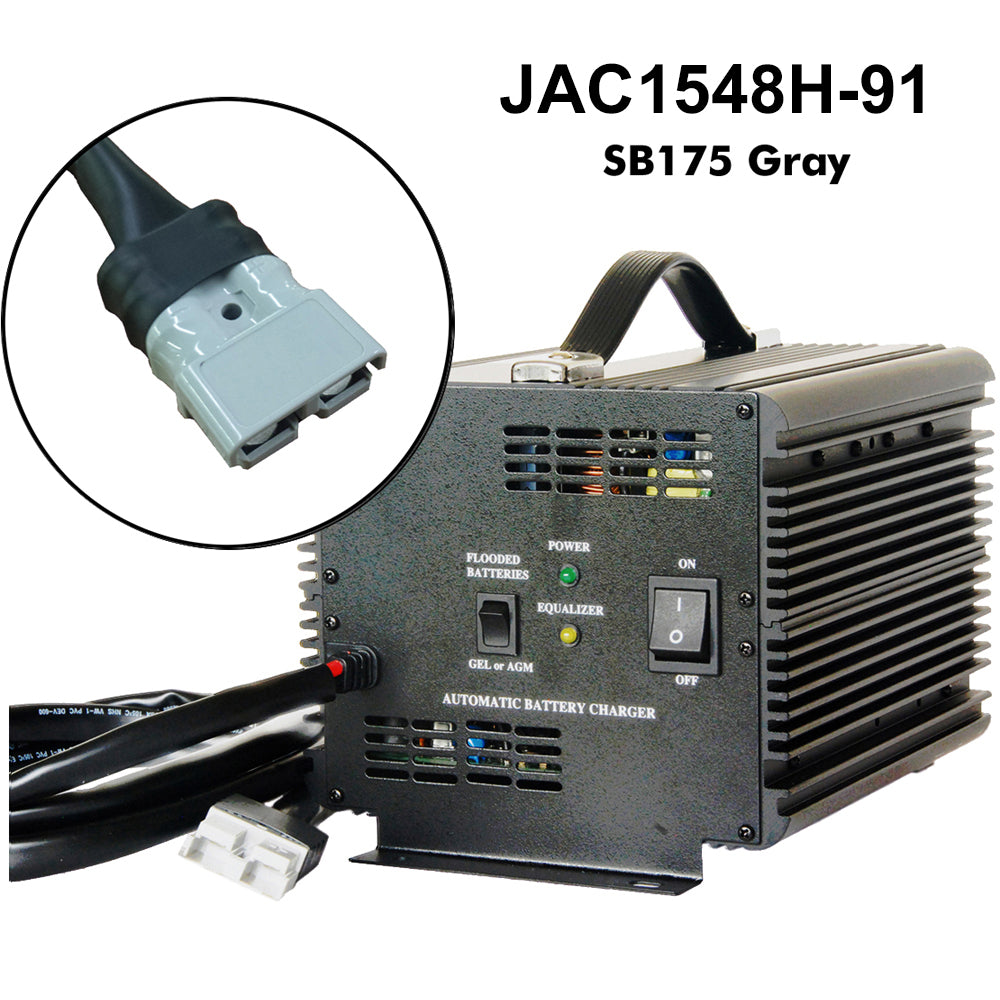 JAC1548H - Schauer 48V, 15A Fully Automatic Electronic Golf Cart Charger/Maintainer - Auto-Sensing 120/240VAC - Includes Choice of Golf Cart Plug or Other DC Connector