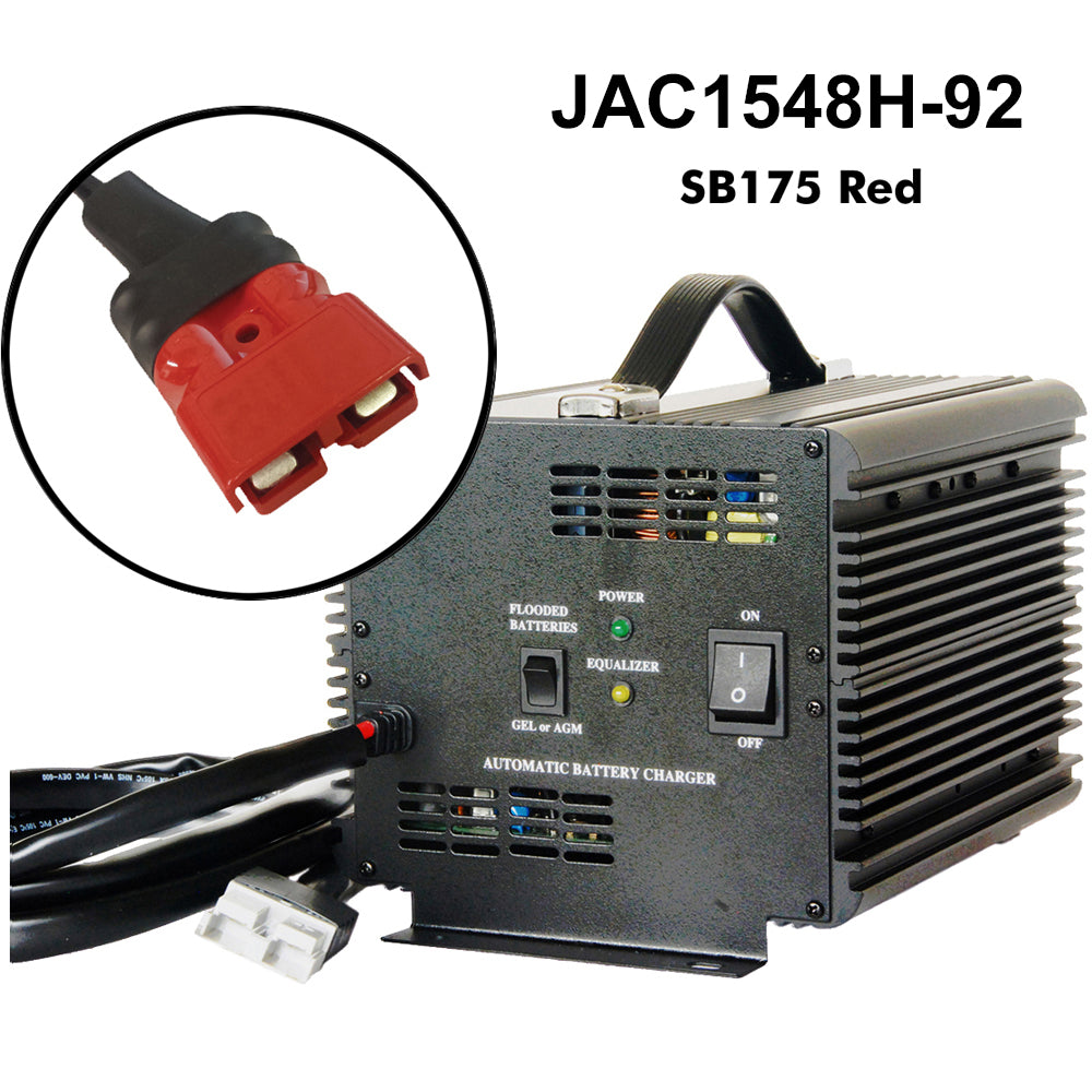 JAC1548H - Schauer 48V, 15A Fully Automatic Electronic Golf Cart Charger/Maintainer - Auto-Sensing 120/240VAC - Includes Choice of Golf Cart Plug or Other DC Connector