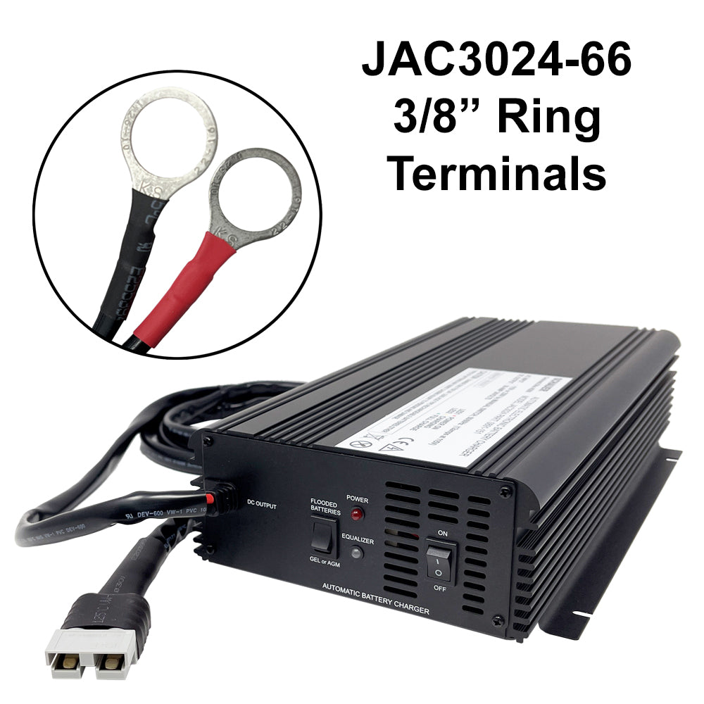 JAC3024 - Schauer 24V, 30A Intelligent Electronic Charger with Float/Maintenance Mode - Includes Choice of DC Connector