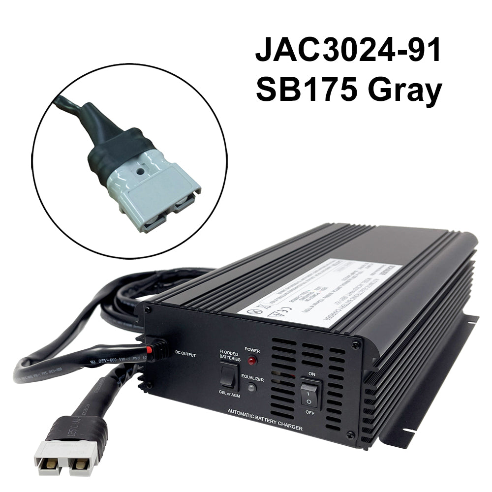 JAC3024 - Schauer 24V, 30A Intelligent Electronic Charger with Float/Maintenance Mode - Includes Choice of DC Connector