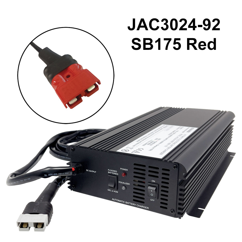 JAC3024 - Schauer 24V, 30A Intelligent Electronic Charger with Float/Maintenance Mode - Includes Choice of DC Connector