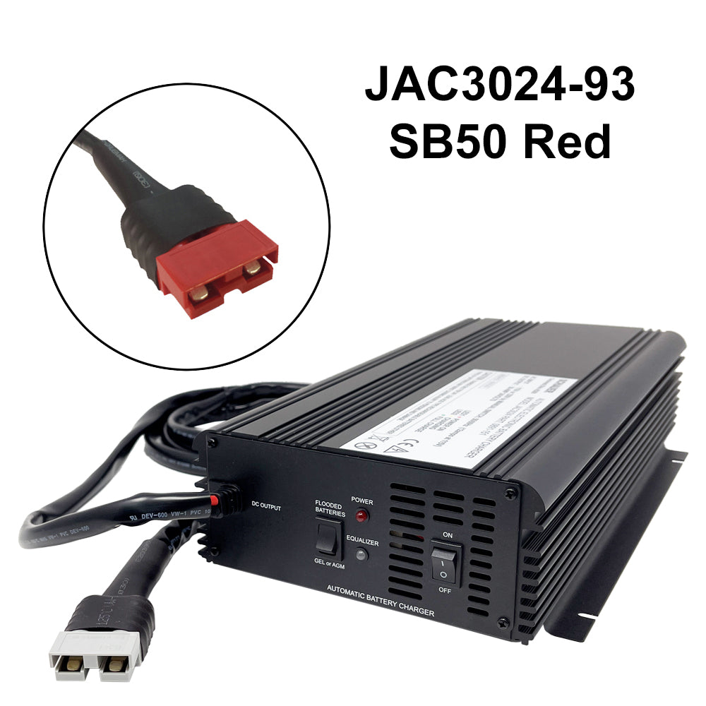 JAC3024 - Schauer 24V, 30A Intelligent Electronic Charger with Float/Maintenance Mode - Includes Choice of DC Connector