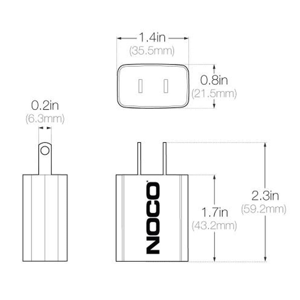 NOCO NUSB211NA 10W USB Fast Speed Wall Charger Dock – Universal, Black