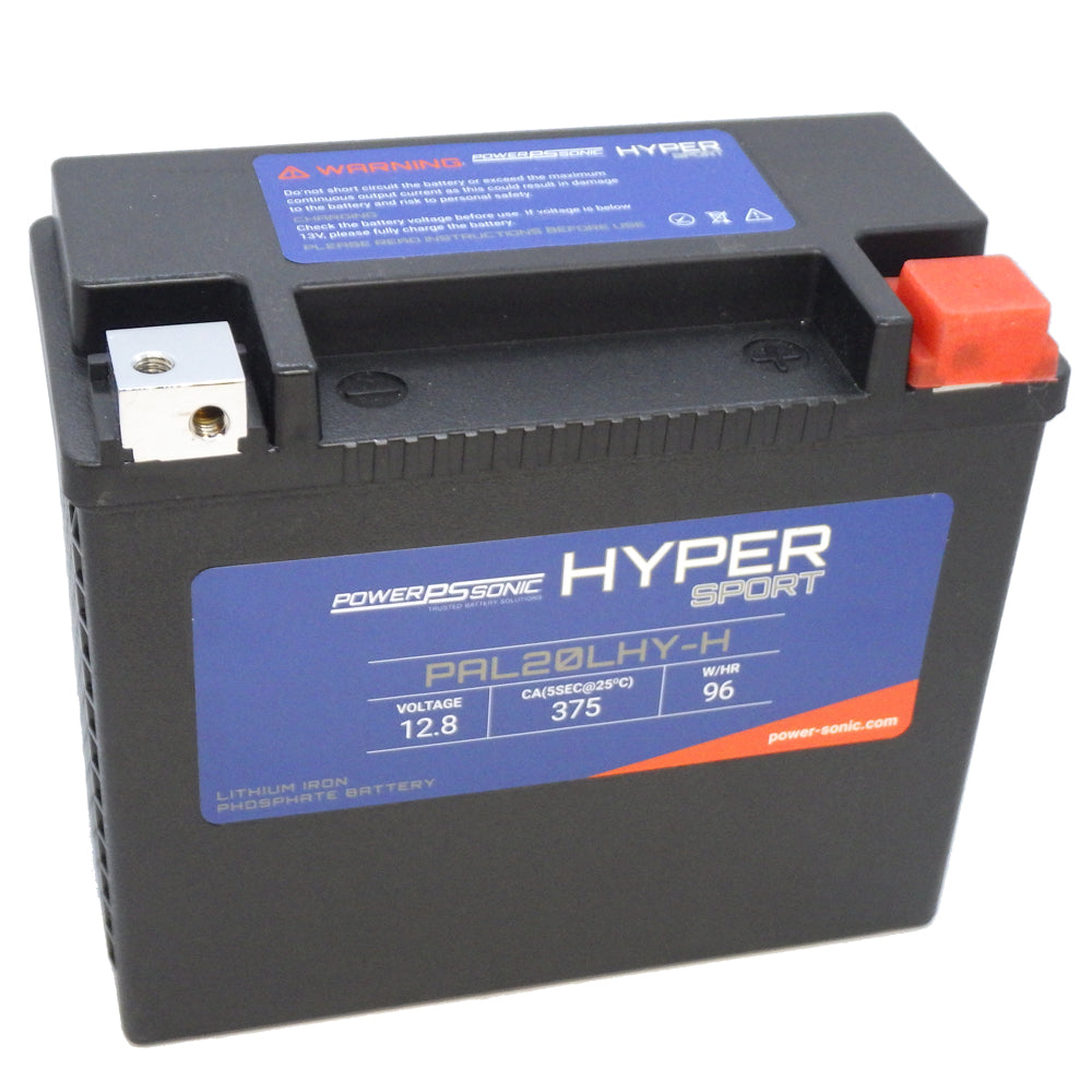 PowerSonic Hyper Sport LiFePO4 Battery PAL20LHY-H - 12.8V 375CA 20Ah-24Ah  Replaces GHD20HL-BS  GYZ20HL