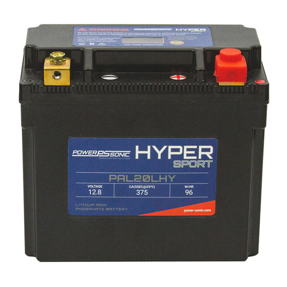 PowerSonic Hyper Sport LiFePO4 Battery PAL20LHY - 12.8V 375CA 16Ah-24Ah  Replaces YB16L-B  YB16CL-B  YB16HL-A-CX  YB18L-A  YTX20  YTX20L  YTX20L-BS