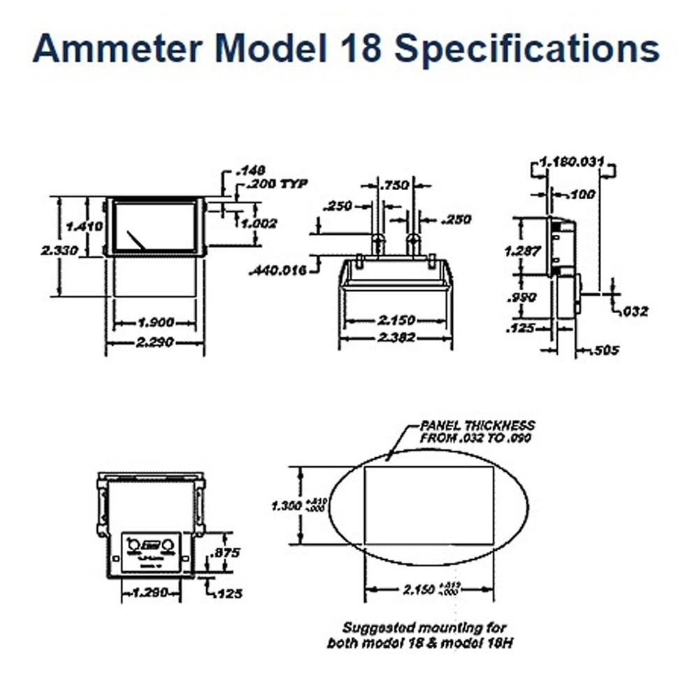 PR18-15 - Amp Meter 0-15A Snap-In for Battery Chargers