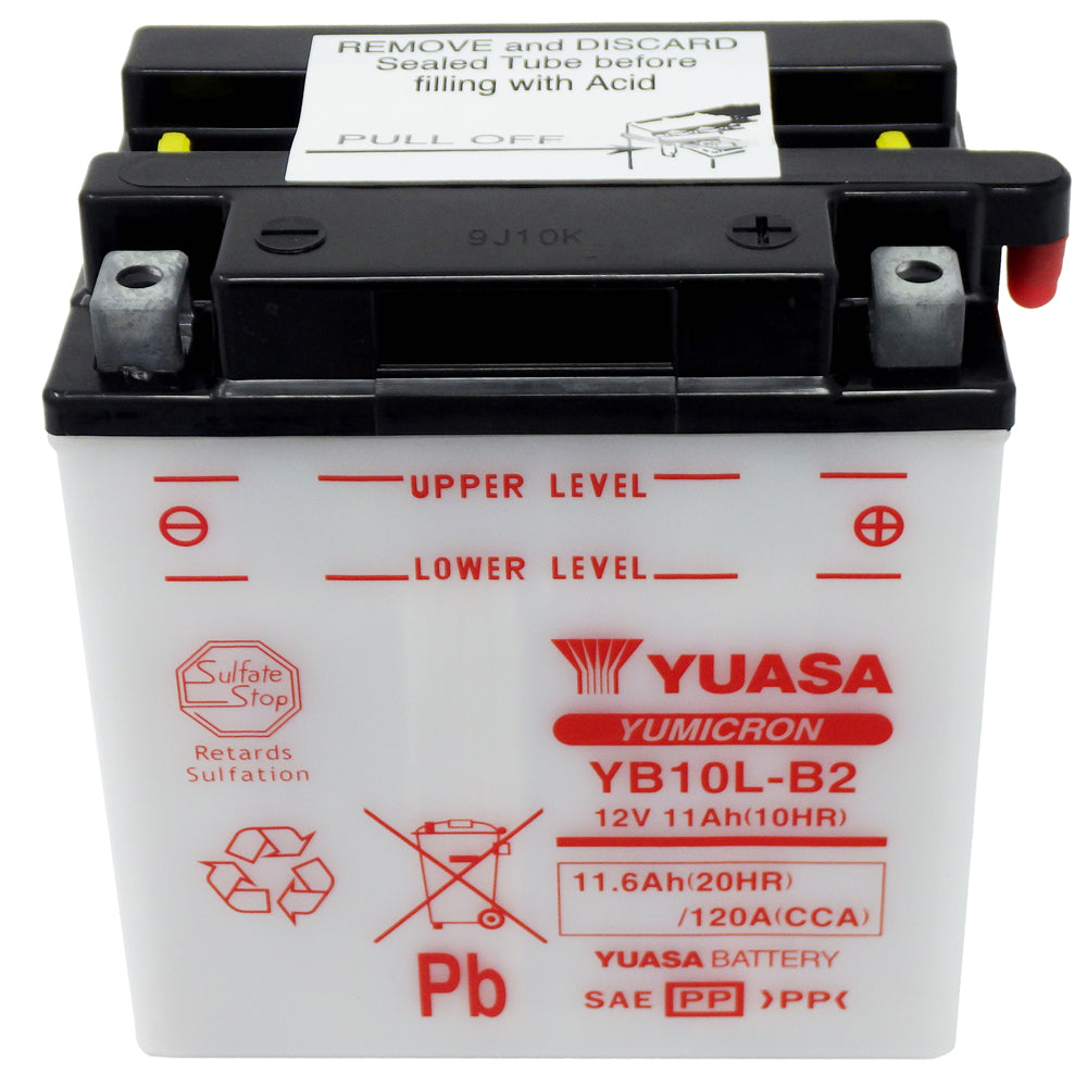 YB10L-B2 High Perf Conv 12V MC Battery, Dry Charged 11 AH, M221L2