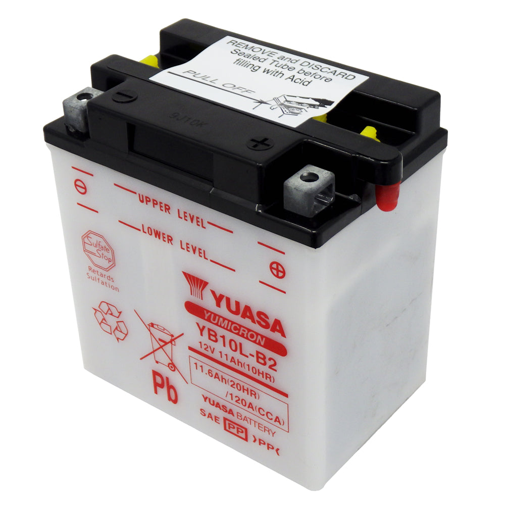 YB10L-B2 High Perf Conv 12V MC Battery, Dry Charged 11 AH, M221L2