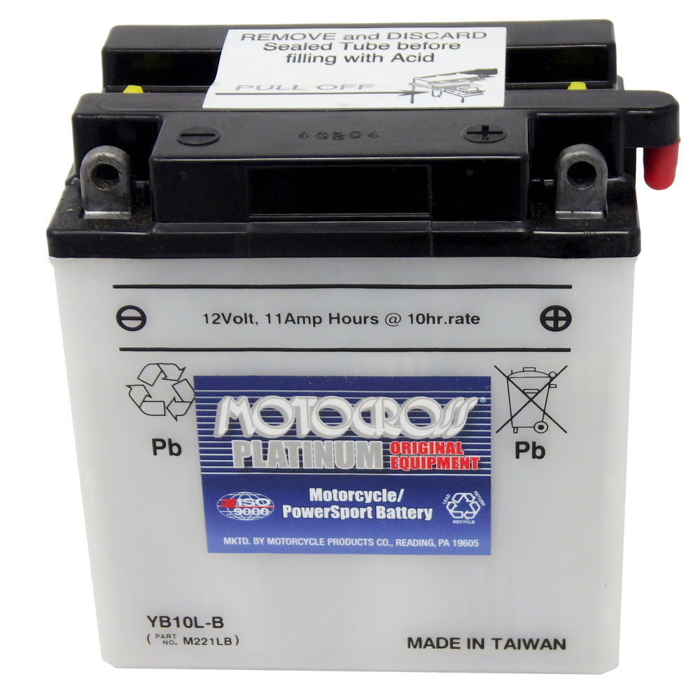 YB10L-B High Perf Conv 12V MC Battery, Dry Charged 11 AH, M221LB