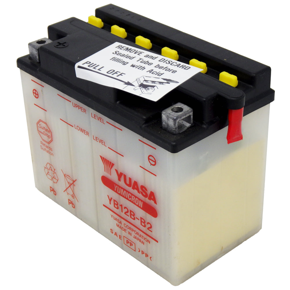 YB12B-B2 High Perf Conv 12V MC Battery, Dry Charged 12 AH, M221B2