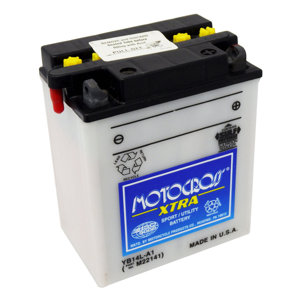 YB14L-A1 High Perf Conv 12V MC Battery, Dry Charged 14 AH, M22141