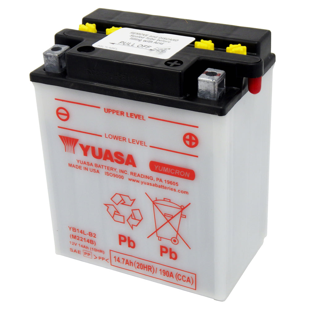 YB14L-B2 High Perf Conv 12V MC Battery, Dry Charged 14 AH, M2214B