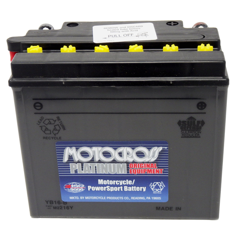 YB16-B High Perf Conv 12V MC Battery, Dry Charged 19 AH, M3216Y