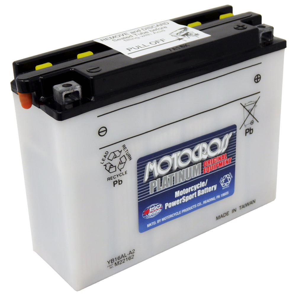 YB16AL-A2 High Perf Conv 12V MC Battery, Dry Charged 16 AH, M32162