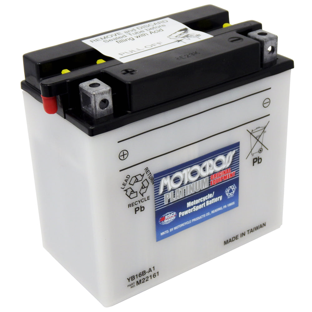 YB16B-A1 High Perf Conv 12V MC Battery, Dry Charged 16 AH, M22161