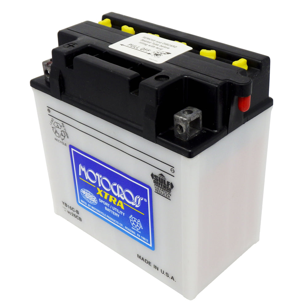 YB16C-B High Perf Conv 12V MC Battery, Dry Charged 19 AH, M226CB