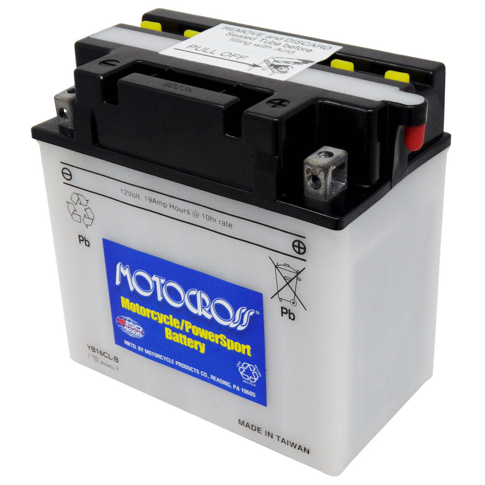 YB16CL-B High Perf Conv 12V MC Battery, Dry Charged 19 AH, M2S6CL