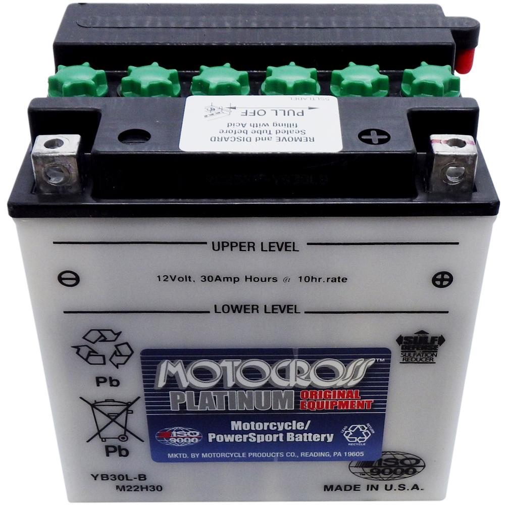 YB30L-B High Perf Conv 12V MC Battery, Dry Charged 30 AH, M2230L