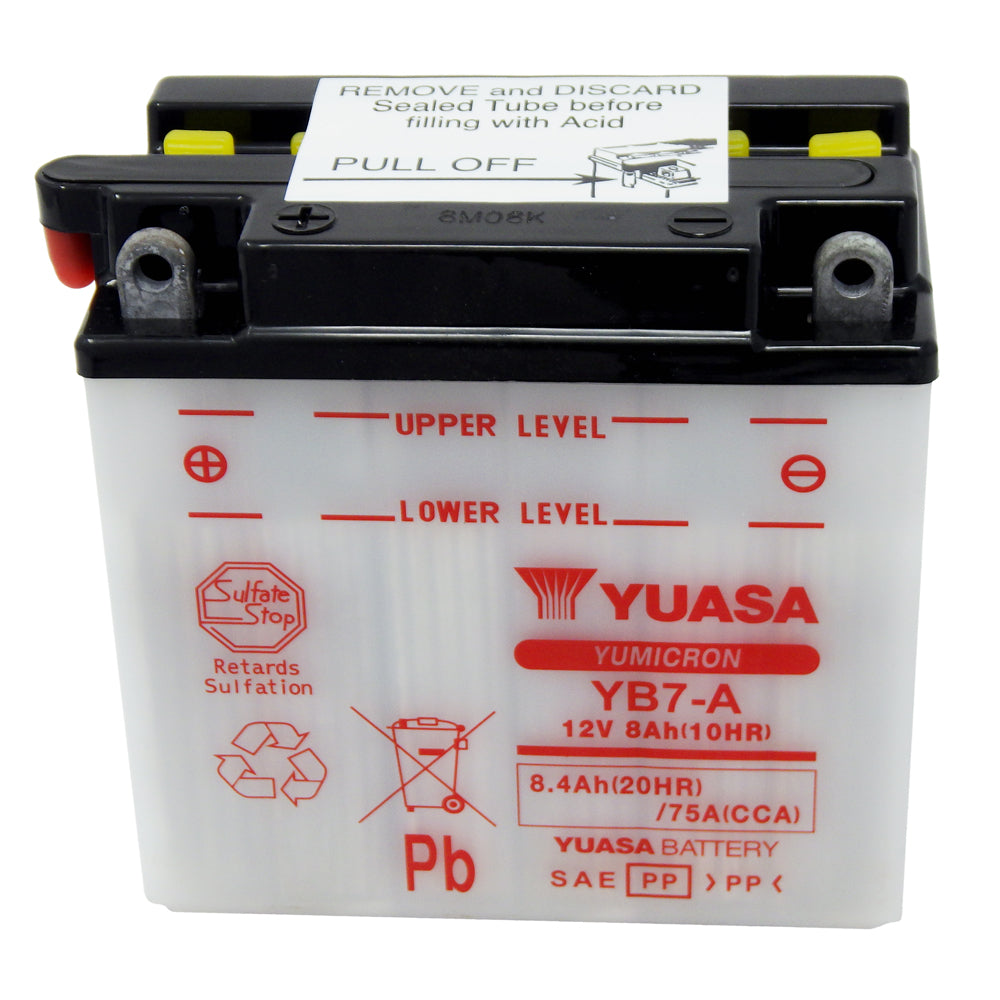YB7-A High Perf Conv 12V MC Battery, Dry Charged 8 AH, M227AY