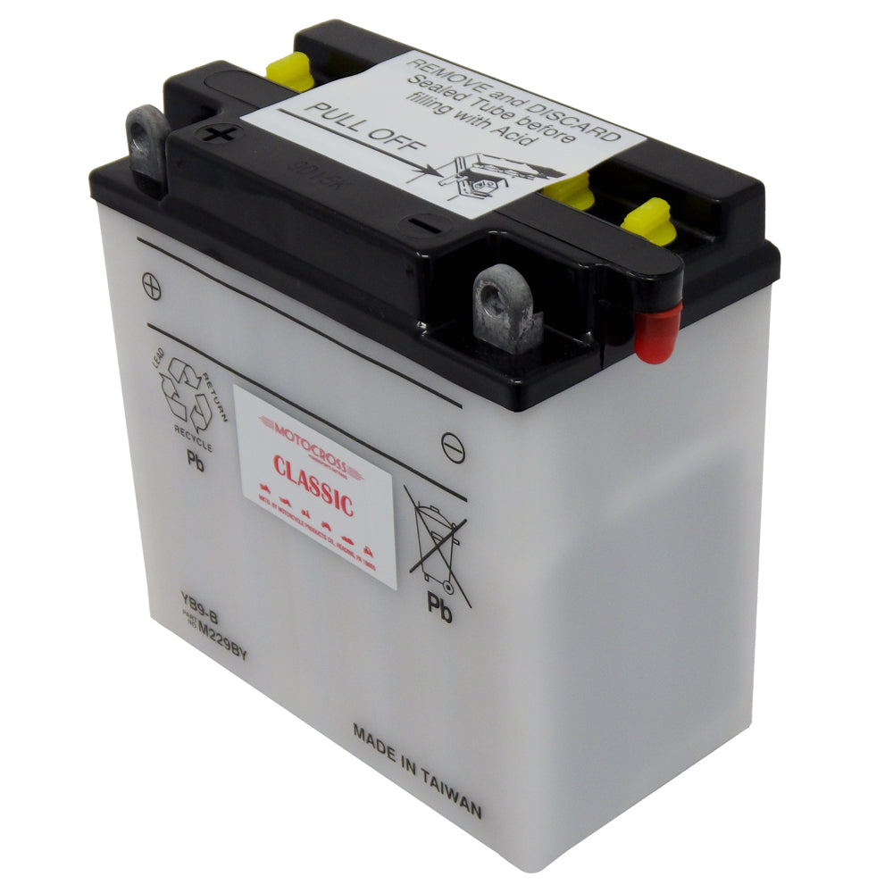 YB9-B High Perf Conv 12V MC Battery, Dry Charged 9 AH, M229BY