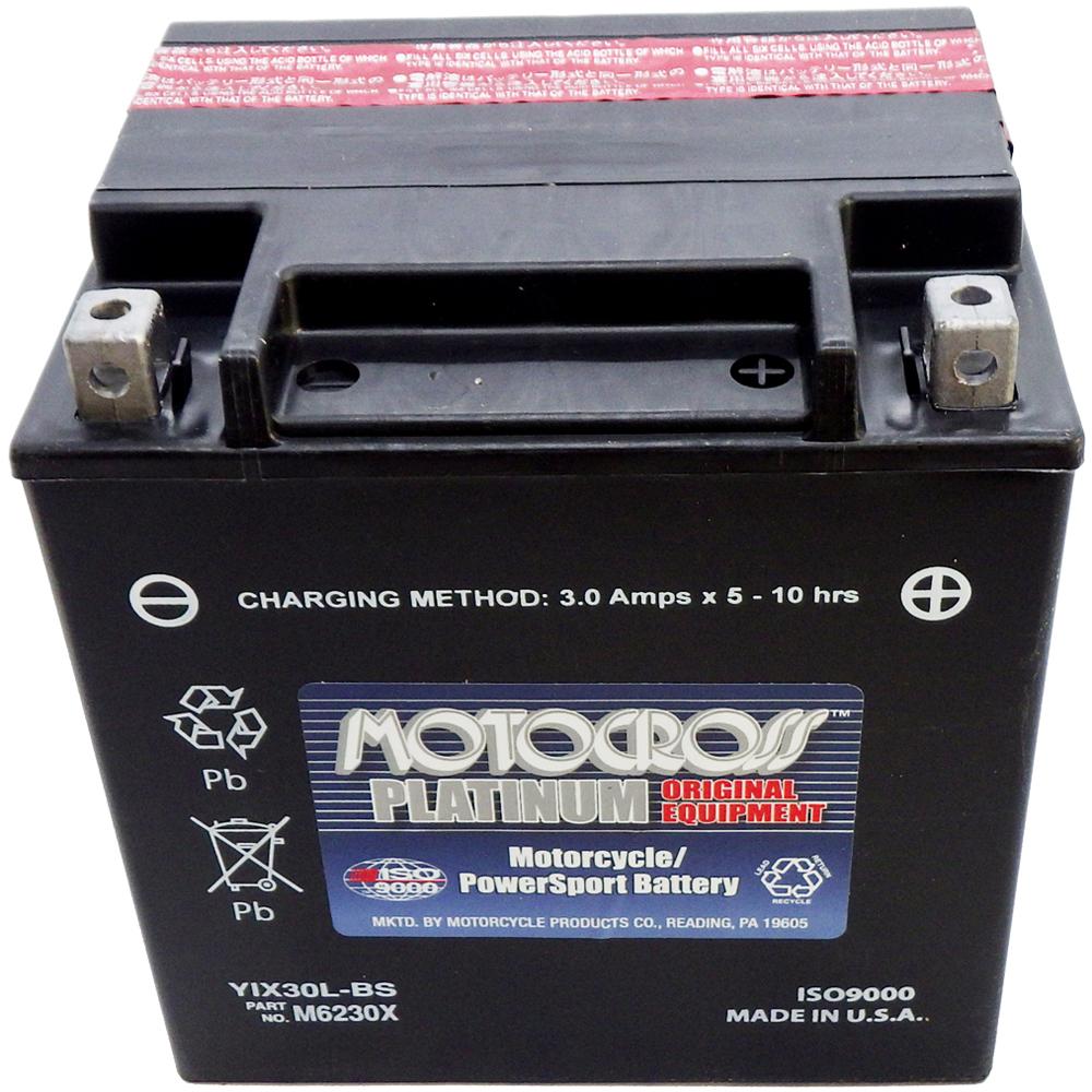YIX30L-BS 12V AGM MC Battery, Dry Charged w/Acid Pack 30 AH, 400 CCA  M6230X
