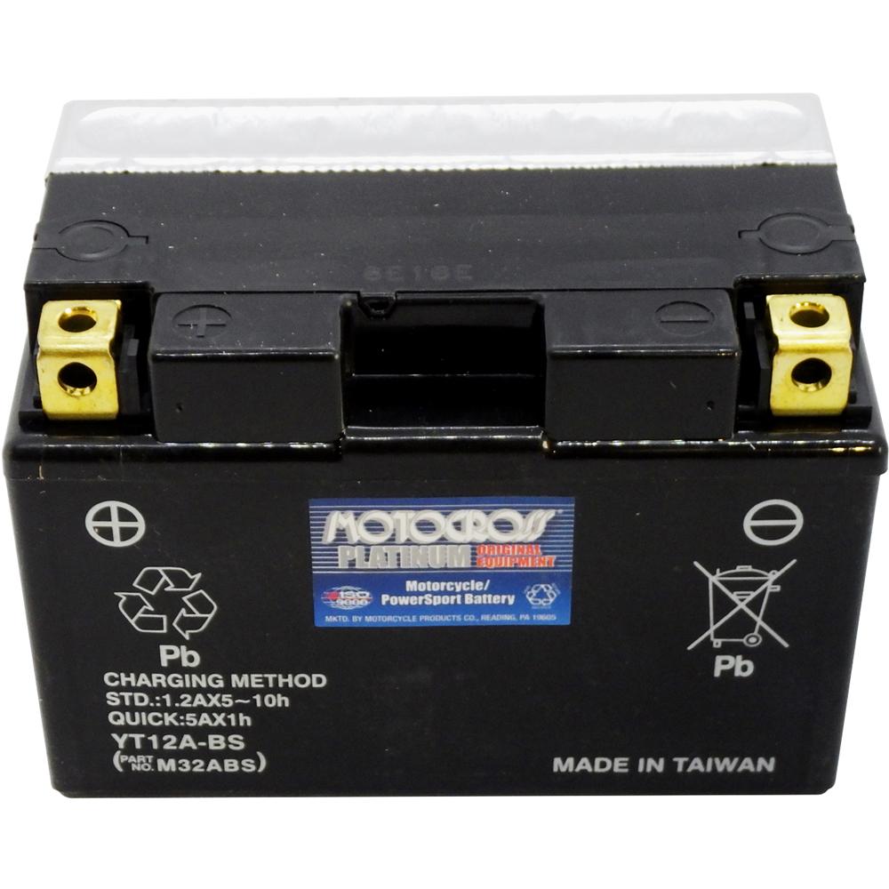 YT12A-BS 12V AGM MC Battery, Dry Charged w/Acid Pack 10 AH, 175 CCA  M32ABS