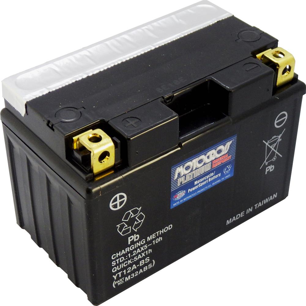 YT12A-BS 12V AGM MC Battery, Dry Charged w/Acid Pack 10 AH, 175 CCA  M32ABS