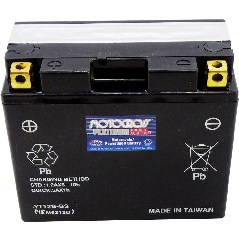 YT12B-BS 12V AGM MC Battery, Dry Charged w/Acid Pack 10 AH, 210 CCA  M6212B