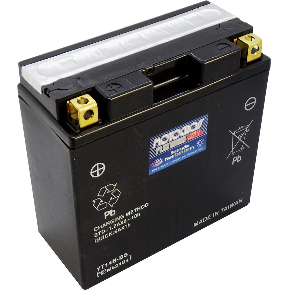 YT14B-BS 12V AGM MC Battery, Dry Charged w/Acid Pack 12 AH, 210 CCA  M624B4