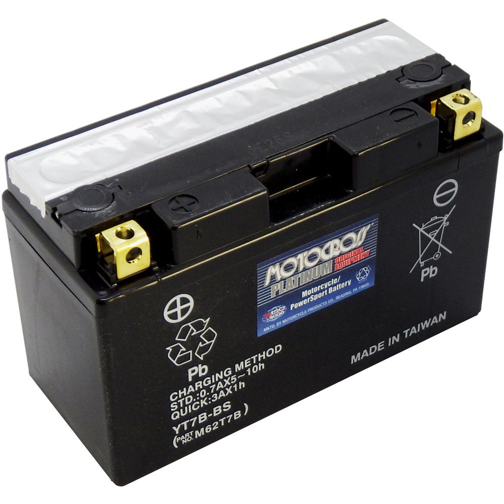 YT7B-BS 12V AGM MC Battery, Dry Charged w/Acid Pack 6.5 AH, 120 CCA  M62T7B