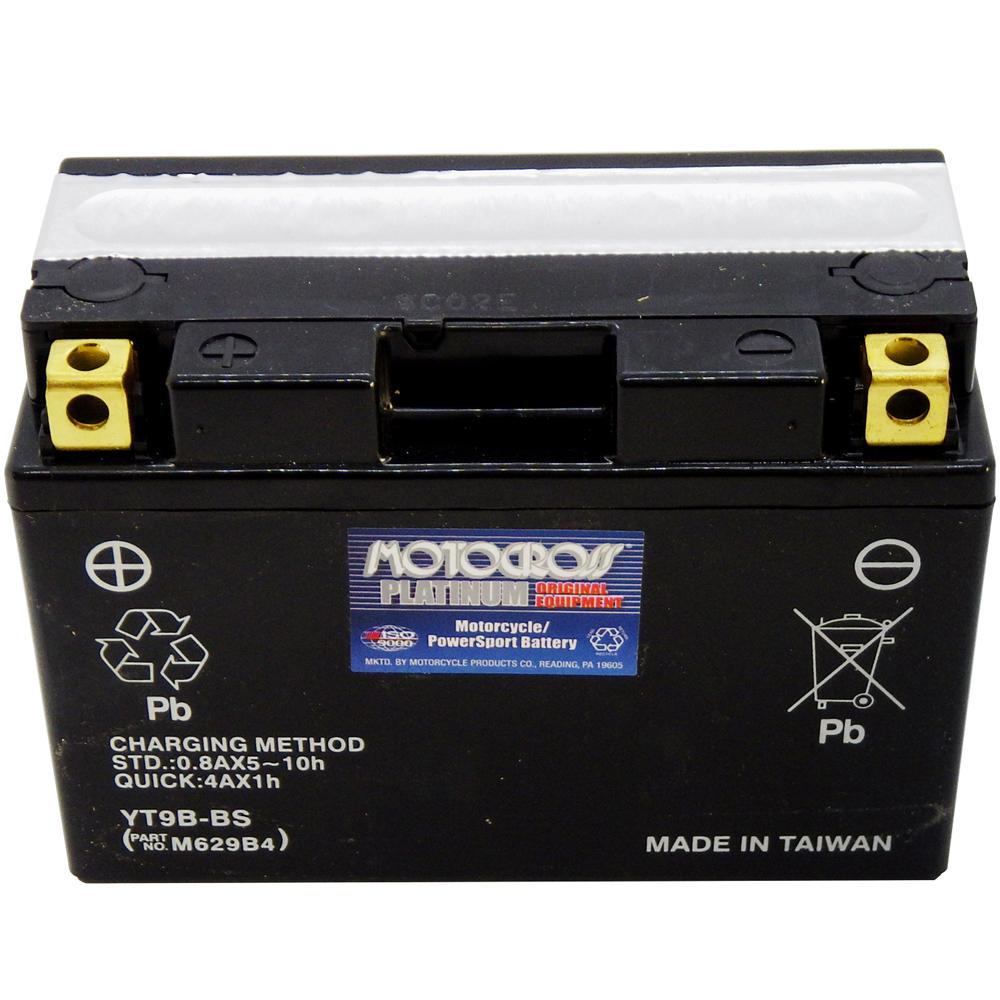 YT9B-BS 12V AGM MC Battery, Dry Charged w/Acid Pack 8 AH, 120 CCA  M629B4