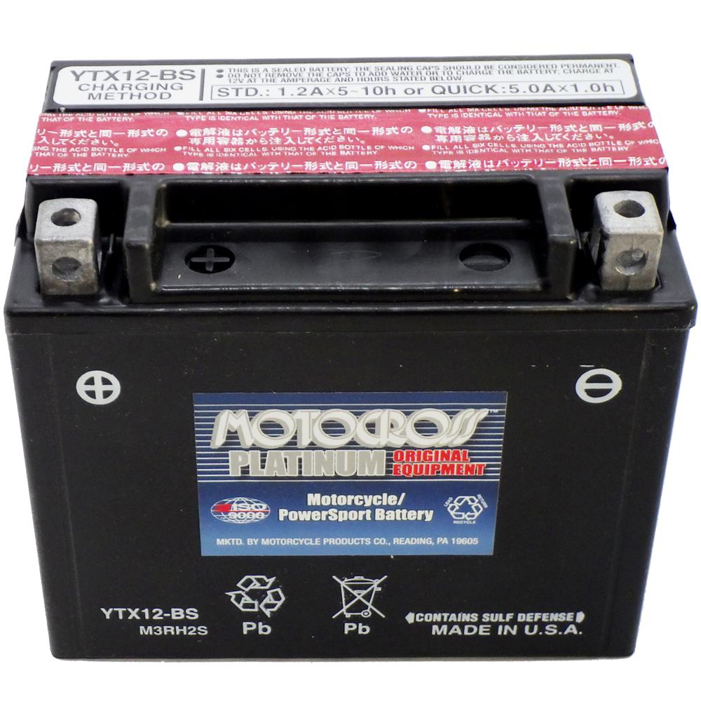 YTX12-BS 12V AGM MC Battery, Dry Charged w/Acid Pack 10 AH, 180 CCA M3 —  PLP Battery Supply