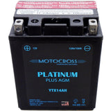 YTX14AH-BS High Performance 12V AGM MC Battery, Dry Charged w/Acid Pack 12 AH, 210 CCA  M62H4A