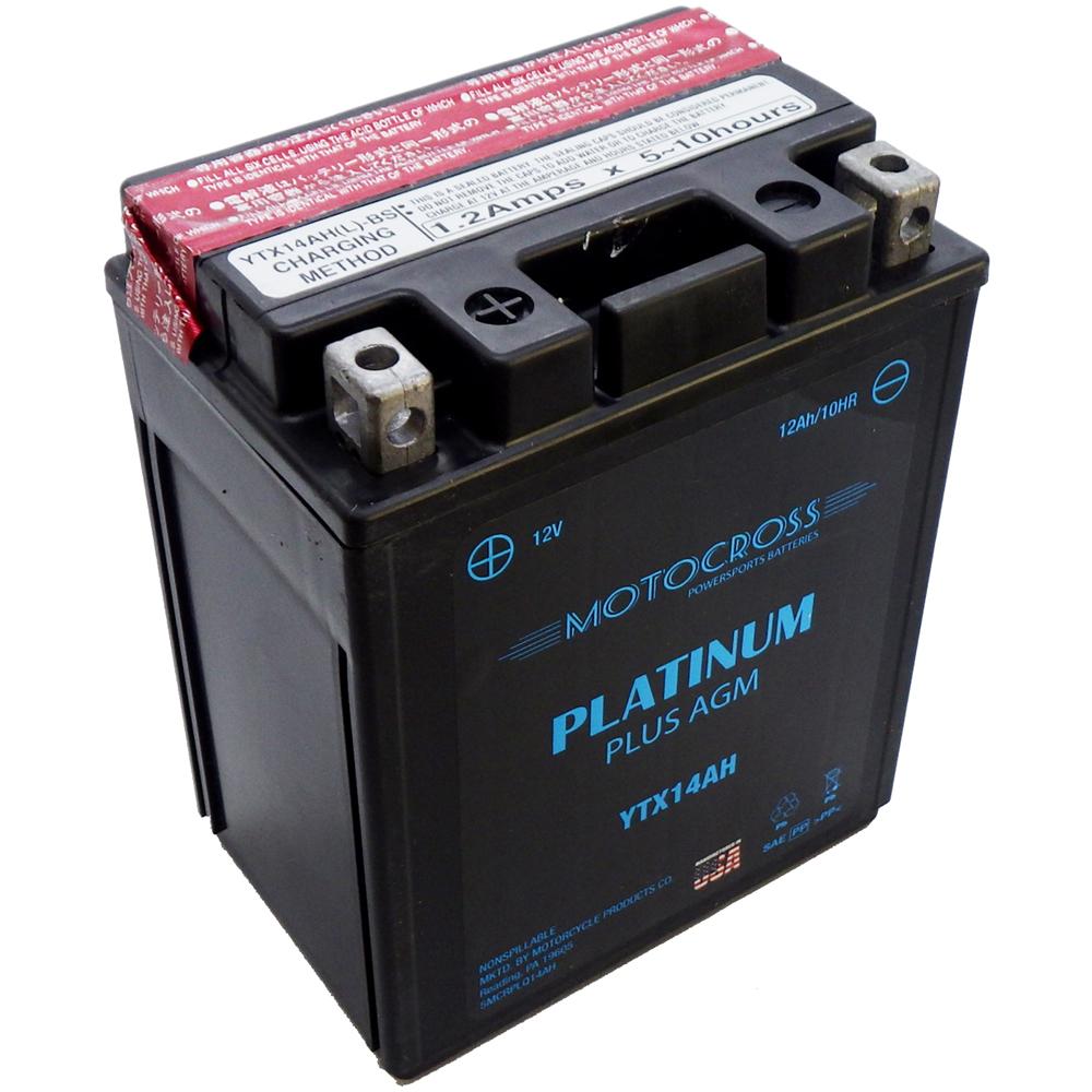 YTX14AH-BS High Performance 12V AGM MC Battery, Dry Charged w/Acid Pack 12 AH, 210 CCA  M62H4A