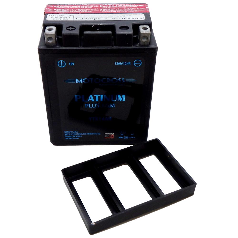 YTX14AH-BS High Performance 12V AGM MC Battery, Dry Charged w/Acid Pack 12 AH, 210 CCA  M62H4A