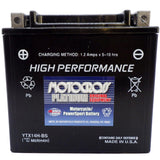 YTX14H-BS High Performance 12V AGM MC Battery, Dry Charged w/Acid Pack 12 AH, 240 CCA  M6RH4H