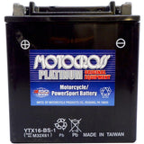 YTX16-BS-1 12V AGM MC Battery, Dry Charged w/Acid Pack 14 AH, 230 CCA  M32X61