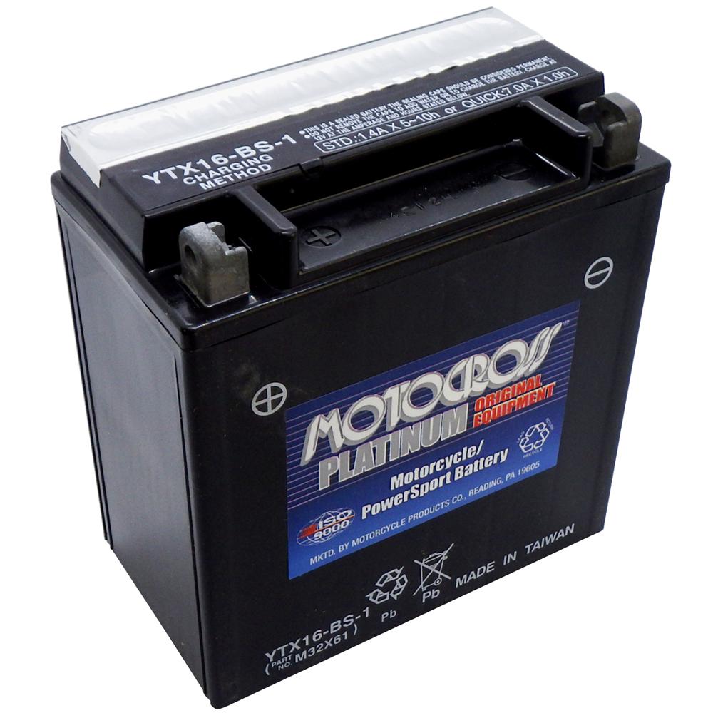 YTX16-BS-1 12V AGM MC Battery, Dry Charged w/Acid Pack 14 AH, 230 CCA  M32X61