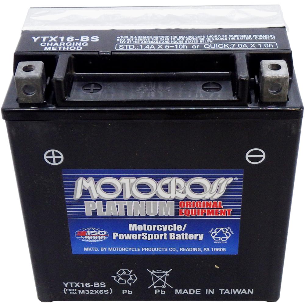 YTX16-BS 12V AGM MC Battery, Dry Charged w/Acid Pack 14 AH, 230 CCA  M32X6S