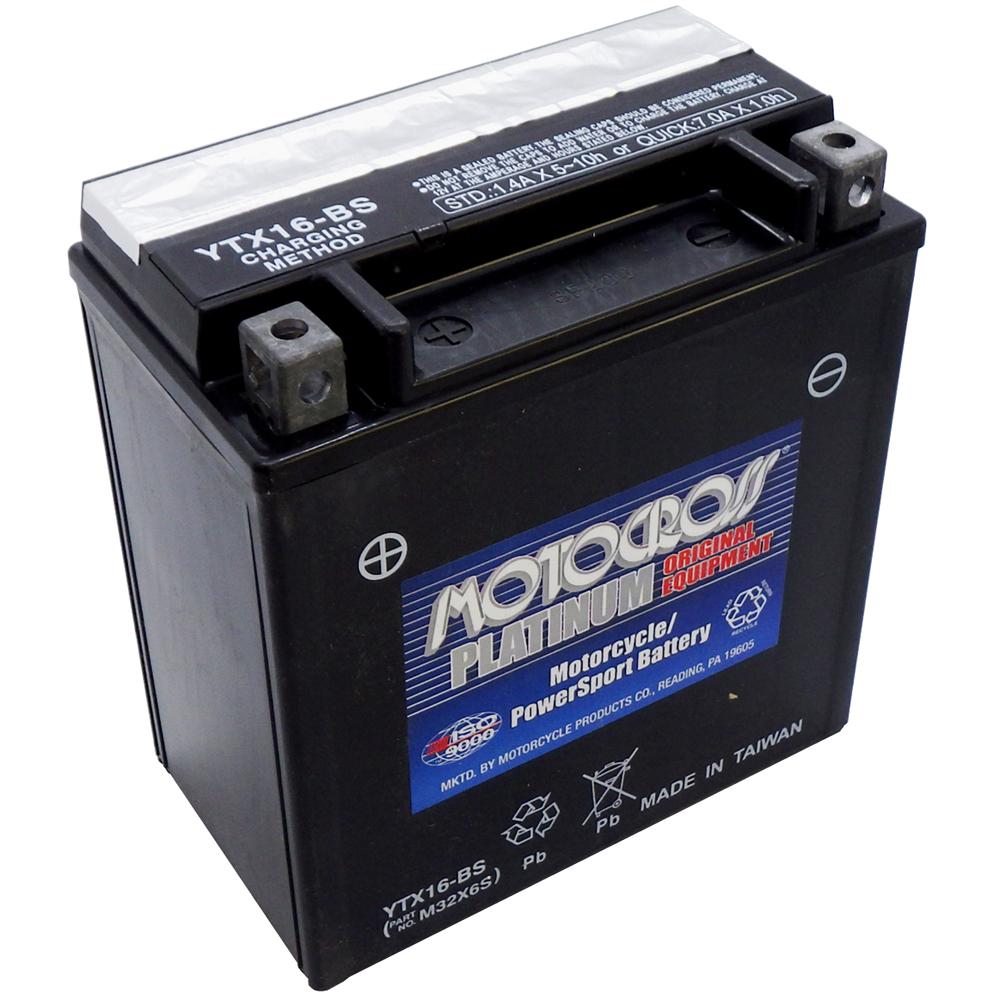 YTX16-BS 12V AGM MC Battery, Dry Charged w/Acid Pack 14 AH, 230 CCA  M32X6S