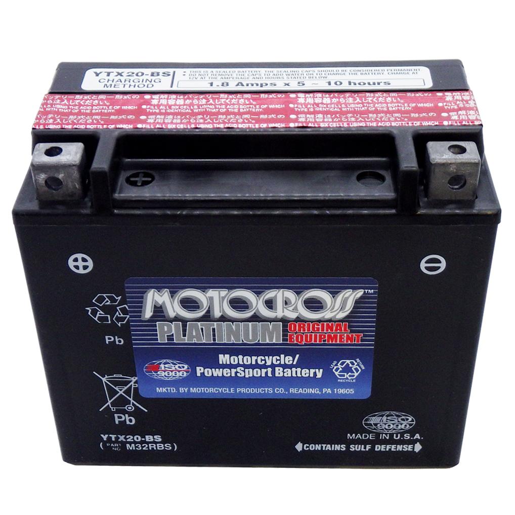 YTX20-BS 12V AGM MC Battery, Dry Charged w/Acid Pack 18 AH, 270 CCA  M32RBS