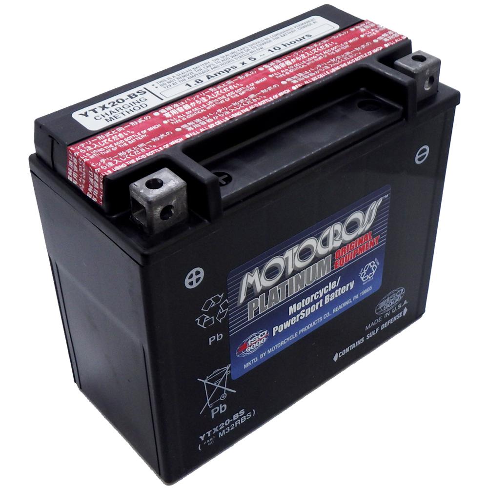 YTX20-BS 12V AGM MC Battery, Dry Charged w/Acid Pack 18 AH, 270 CCA  M32RBS