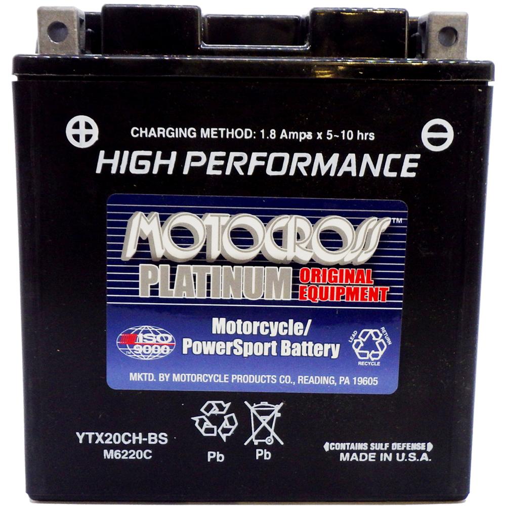 YTX20CH-BS High Performance 12V AGM MC Battery, Dry Charged w/Acid Pack 18 AH, 270 CCA  M6220C