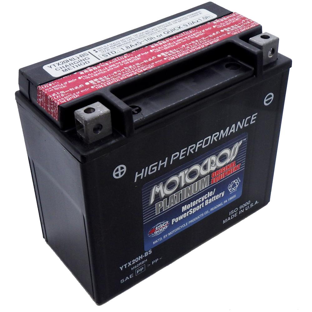 YTX20H-BS High Performance 12V AGM MC Battery, Dry Charged w/Acid Pack 18 AH, 310 CCA  M62RBH