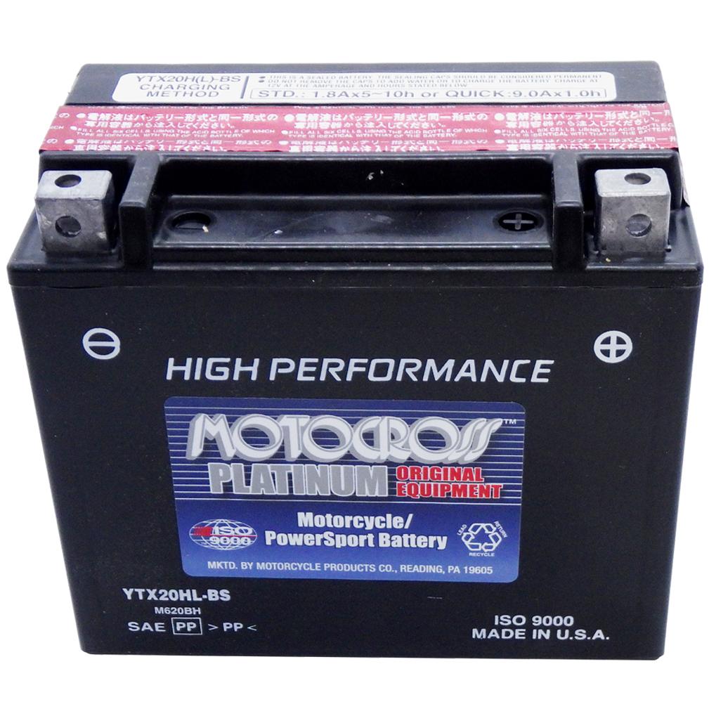 YTX20HL-BS High Performance 12V AGM MC Battery, Dry Charged w/Acid Pack 18 AH, 310 CCA  M620BH