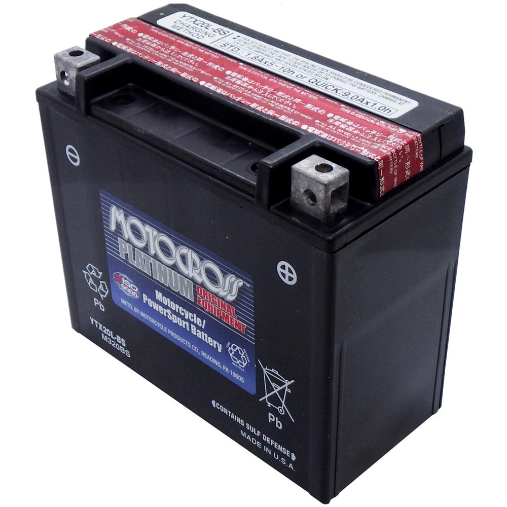 YTX20L-BS 12V AGM MC Battery, Dry Charged w/Acid Pack 18 AH, 270 CCA  M320BS